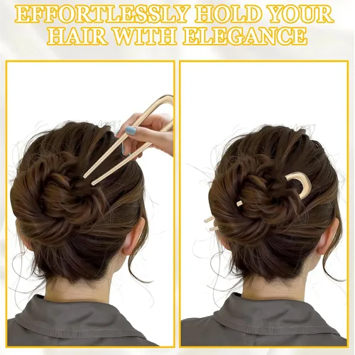 Miniatura 4 de Horquillas francesas para mujer, 2 pinzas francesas, tenedores franceses, pinzas de metal en forma de U para cabello fino y grueso, accesorios