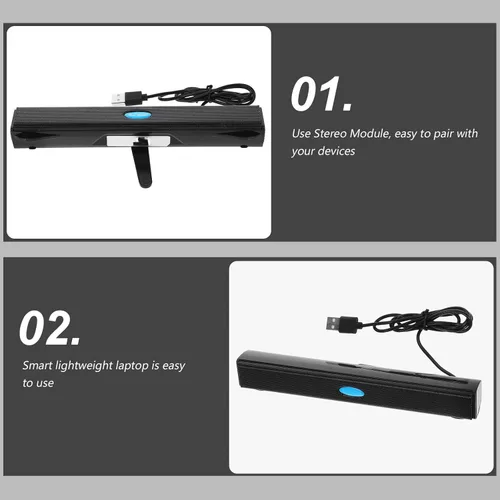 Miniatura 3 de HOMSFOU Barra de sonido de TV Barra de sonido USB Altavoz USB Surround Sound Bar, mediano, negro