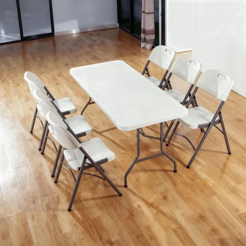 Miniatura 2 de Mesa plegable de 6 pies x 30 pulgadas, mesas de plástico para uso en interiores y exteriores, para picnic, fiesta, comedor, mesa de uso pesado
