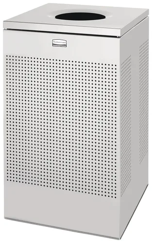 Miniatura 3 de Rubbermaid Commercial Products Silhouette Cubo de basura cuadrado con tapa abierta, 16 galones, plateado metálico, interior para oficinas/vestíbulos