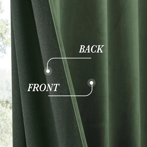 Miniatura 5 de RYB HOME Cortinas elegantes de terciopelo verde de 108 pulgadas de largo, bloqueo de luz, aislamiento térmico, elegantes cortinas de terciopelo