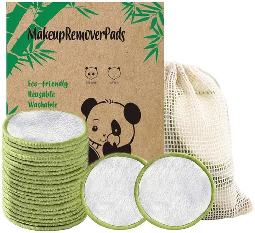 Miniatura 12 de Paquete de 28 almohadillas reutilizables para eliminar el maquillaje con bolsa de lavandería, lavables, suaves y cómodas, lavables de algodón