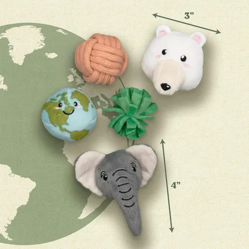 Miniatura 4 de Juguetes para gatos Juguete de peluche de animales terrestres (paquete de 5 unidades) Juguetes para gatos de interior Juguete ecológico hecho