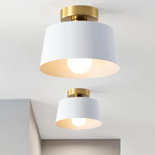 Miniatura 8 de Lámpara de Techo Moderna Semi Empotrada con Placa Dorada y Pantalla Negra Mate, Lámpara de Techo Estilo Granja para Isla de Cocina Comedor Vestíbulo
