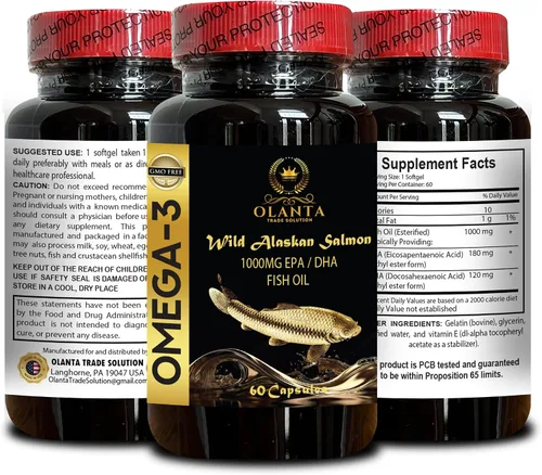 Miniatura 2 de Aceite de pescado Omega 3 - Excelente fuente de ácidos grasos omega-3 EPA y DHA, suplemento de aceite de pescado Omega 3 de triple fuerza, 1 botella