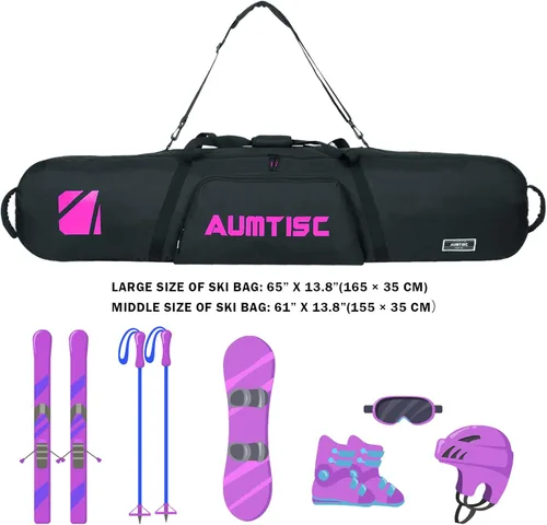 Miniatura 2 de Bolsa de Snowboard Acolchada AUMTISC para Viajes Aéreos, Bolsas de Viaje para Snowboard para Volar con Bolsillos para Equipo, Disponible en Longitud