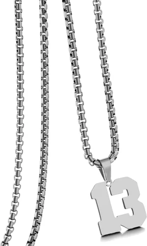 Miniatura 66 de Collar de Número Dorado para Hombre, Cadena de Acero Inoxidable con Colgante de Número para Atletas, Joyería Deportiva Personalizada para Niños