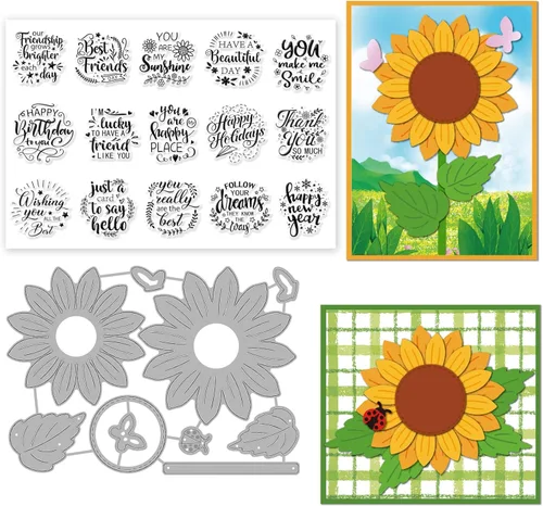 Miniatura 14 de ORIGACH Sellos y troqueles de manzanilla para hacer tarjetas, juego de troqueles y sellos de flores para álbum de recortes de bricolaje decorativo