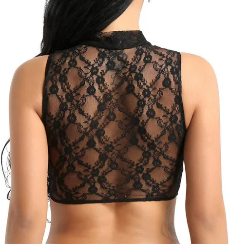 Miniatura 5 de Leyerer - Camiseta sin mangas para mujer con malla transparente