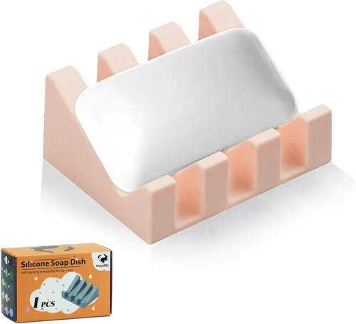 Miniatura 7 de Jabonera Autodrenante con Soporte, Jabonera de Silicona, para Baño, Cocina, Esponjas, Puede Extender la Vida del Jabón, Mantiene las Barras de Jabón