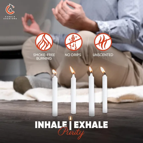 Miniatura 4 de Candle Charisma 100 Velas de Hechizo Blancas - Velas Chime de Parafina Sin Fragancia de 4", Sin Humo y Sin Goteo, Velas de Colores, 1.5 Horas