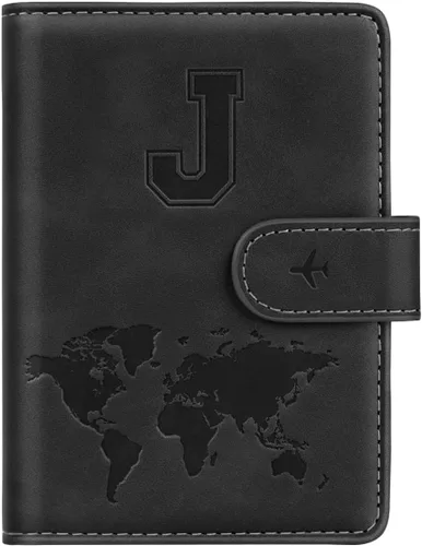 Miniatura 78 de Funda para Pasaporte Personalizada con Letra de la A a la Z, Billetera de Viaje con Bloqueo RFID, Funda para Pasaporte, Estuche para Pasaporte