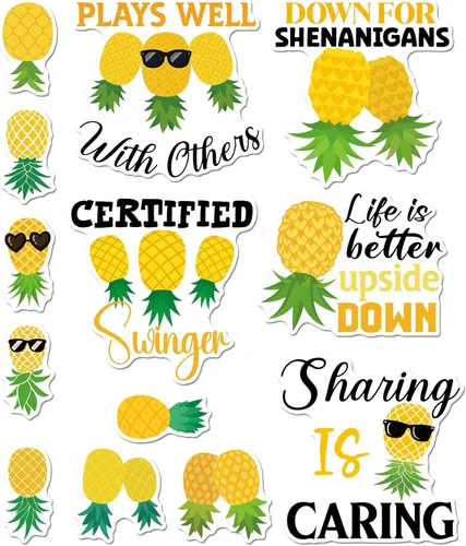 13 piezas de decoración de puerta de crucero de piña, imanes divertidos de piña tropical para crucero, reutilizables, divertidos letreros magnéticos