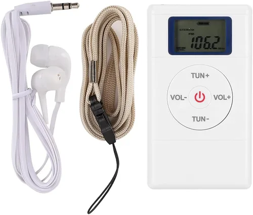 Miniatura 6 de Mini radio digital, sintonización portátil de radio FM, mini radio de sintonización digital con cordón y auriculares para interpretación