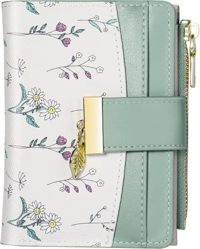 Miniatura 11 de Avando Carteras para mujer - Bloqueo RFID, de piel sintética suave, plegable, con cremallera, bolsillo con cremallera, cartera pequeña con flores