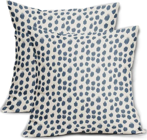Miniatura 40 de Fundas de almohada marrón y blancas de 18 x 18 pulgadas, juego de 2 almohadas boho grises con lunares, fundas de almohada modernas estampadas