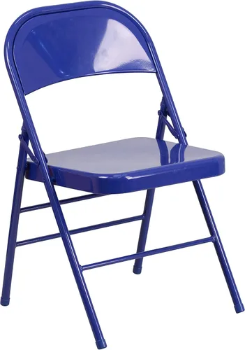 Flash Furniture HERCULES COLORBURST Series - Silla plegable de metal con triple refuerzo y doble bisagra, color azul cobalto