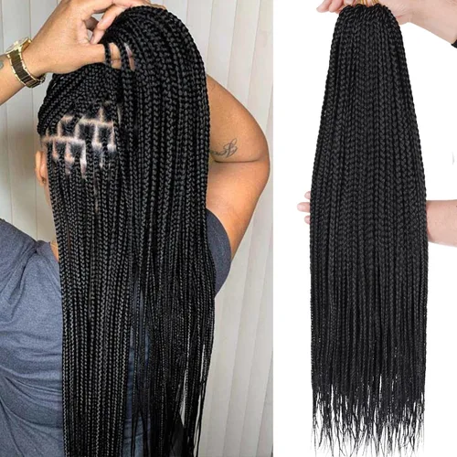 Miniatura 69 de XTREND 10 Pulgadas 6 Paquetes Trenzas de Caja de Ganchillo Cabello Pre-anudado Sin Nudos Bobo Trenzas de Caja 3X Extensiones de Cabello Trenzado 1b#