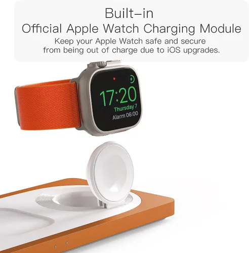 Miniatura 4 de Estación de carga 3 en 1 para dispositivos Apple: Usada para estación de carga de iPhone y Watch con soporte de cargador Magsafe, cargador Naranja