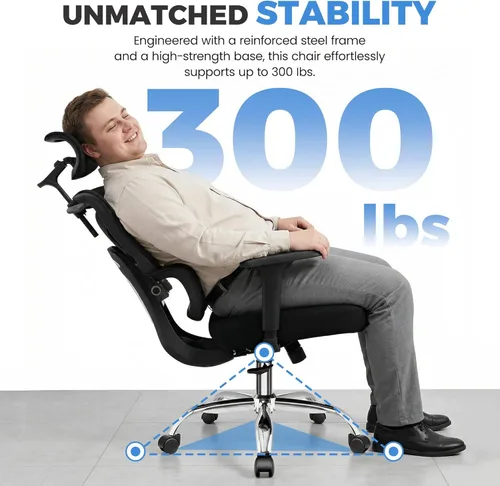 Miniatura 8 de Ergonomic Office Desk Chair, Breathable Mesh Office Chair with Lumbar Support, Computer Desk Chairs Comfy for Home Office, Work, Study, 300LBS