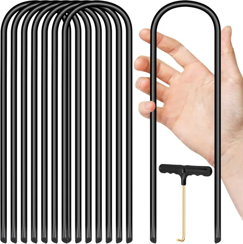 Miniatura 9 de Estacas para TráMPALINAS en forma de U Anclajes de alta resistencia de metal - Estacas largas para suelo de tráMPALINAS con protección contra