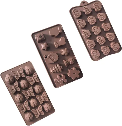 Miniatura 8 de La chat 4 paquetes de moldes de silicona para chocolate, molde antiadherente de grado alimenticio para hornear, dulces y mantequilla con diferentes