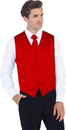 Miniatura 3 de Gioberti Chaleco formal de satén de 4 piezas para hombre, corbatín y bolsillo cuadrado