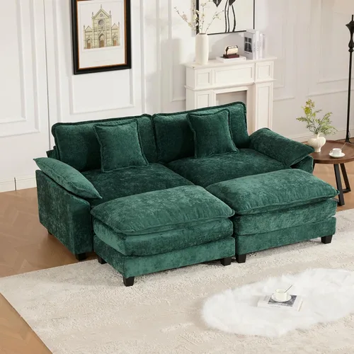 Miniatura 82 de Sofá modular negro de 111.5 pulgadas, sofás seccionales grandes de 3 plazas para sala de estar, sofá nube de tela de felpilla de gran