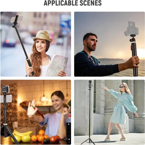 Miniatura 9 de NEEWER Trípode para teléfono celular y cámara con control remoto y soporte para teléfono compatible con iPhone GoPro Canon Sony DSLR, trípode de 160