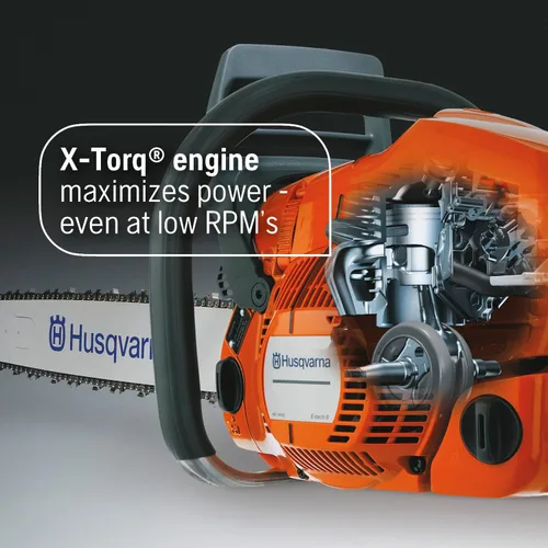Miniatura 5 de Husqvarna Motosierra de gas 450S Rancher de 50.2 cc 3.2 HP, motor X-Torq de 2 ciclos, motosierra de 20 pulgadas con engrasador automático, para poda