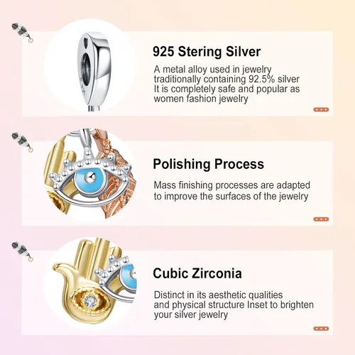 Miniatura 4 de Annmors Dijes familiares de joyería para mujer, plata de ley 925, colgante con circonita cúbica, cuentas de joyería para niñas, regalos de bricolaje