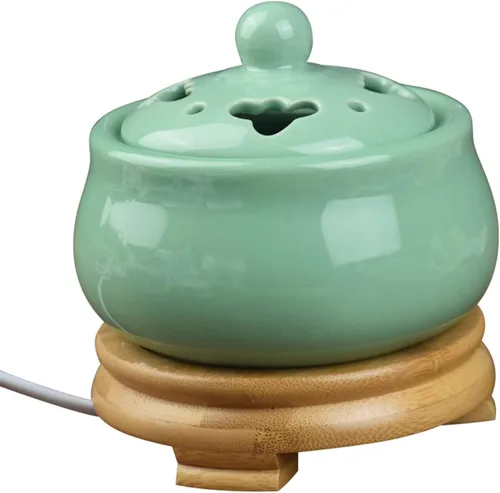 Miniatura 8 de Quemador de incienso eléctrico con temporizador, quemador de fragancia de cerámica de temperatura ajustable, difusor de aceite perfumado de resina