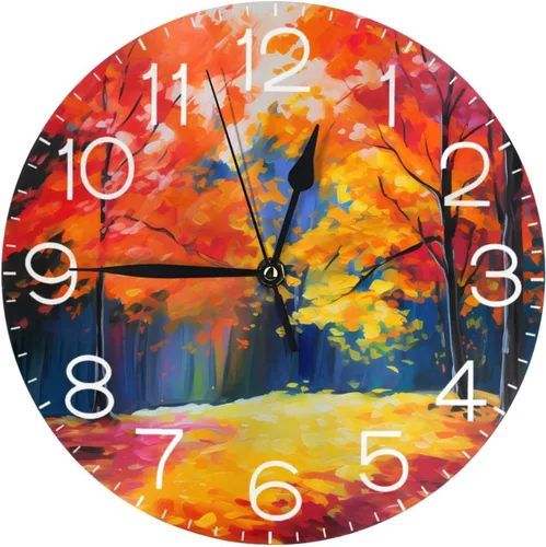 Miniatura 14 de Reloj de pared redondo tribal étnico teñido anudado, silencioso, sin tictac, relojes decorativos de cuarzo a pilas, relojes de escritorio Teñido