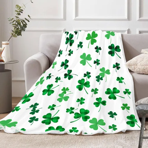 Miniatura 2 de MERCHR Manta Feliz Día de San Patricio, Mantas y Sobres de Hojas de Trébol Verde, Mantas Super Suave y Acogedoras para Decorar la Primavera en Cama