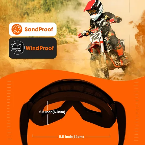 Miniatura 2 de MAMBAOUT Gafas de motocross para niños, gafas de carreras de motocicleta y todoterreno para niños y niñas