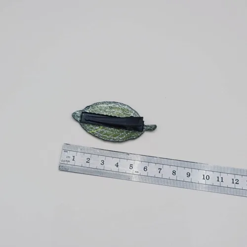 Miniatura 4 de Horquilla para el cabello con bordado en forma de hoja para niñas, pasadores para el cabello BW06 (2 unidades, verde)