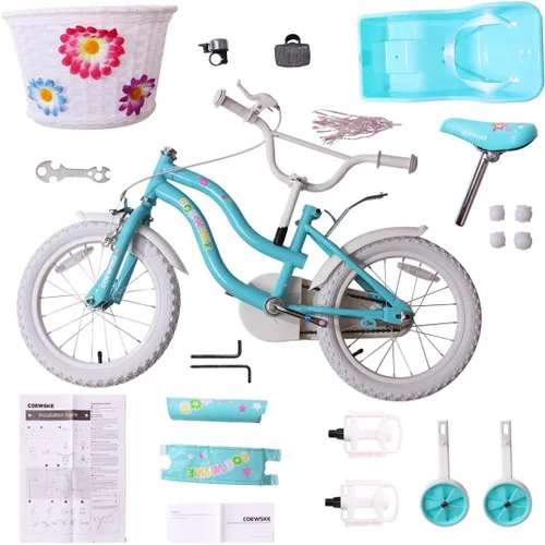 Miniatura 5 de Bicicleta infantil con marco de acero, estilo pequeña princesa, 12-14-16-18-20 pulgadas, con rueda de entrenamiento