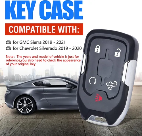 Miniatura 3 de Keymall Carcasa de repuesto para llavero de automóvil para GMC Sierra 2019 2020 2021 para Chevy Silverado 2019 2020 HYQ1EA HYQ1ES 5 botones, solo