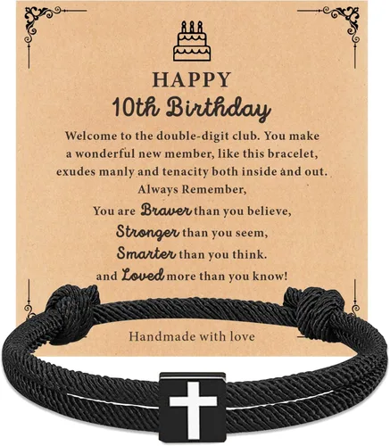 Miniatura 25 de TAGOMEI Regalos navideños para adolescentes, niños, regalos de Navidad para él, hijo, niños, nietos, hombres, pulsera de cruz para adolescentes