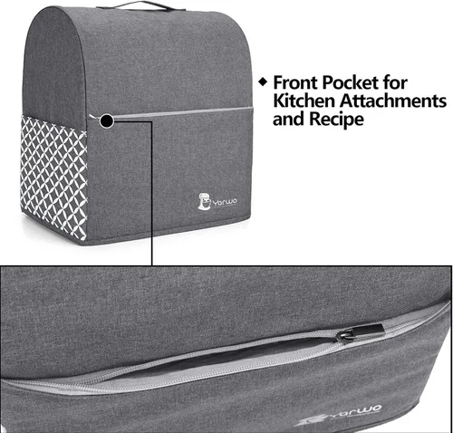Miniatura 8 de Yarwo Funda para batidora de pie compatible con batidora KitchenAid de 6-8 cuartos, cubierta protectora contra el polvo con asa superior y bolsillos