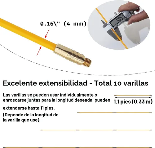 Miniatura 4 de Kit de cinta pescadora eléctrica de fibra de vidrio de 11 pies con 5 accesorios diferentes y herramienta de cinta pescadora en un estuche