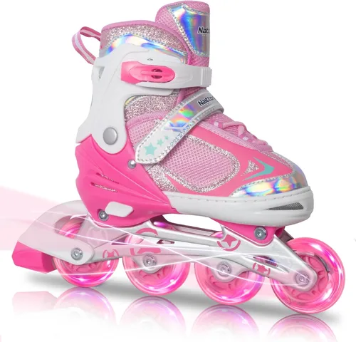 Miniatura 9 de Nattork Blade - Patines para niños con rueda iluminada, para exteriores e interiores, patines negros en línea iluminados para niños pequeños de 5 a