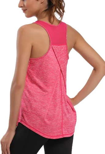 Miniatura 3 de Aeuui - Camisetas de ejercicio para mujer, con espalda cruzada, sin mangas, camisetas de yoga de malla, para correr, ropa de gimnasio