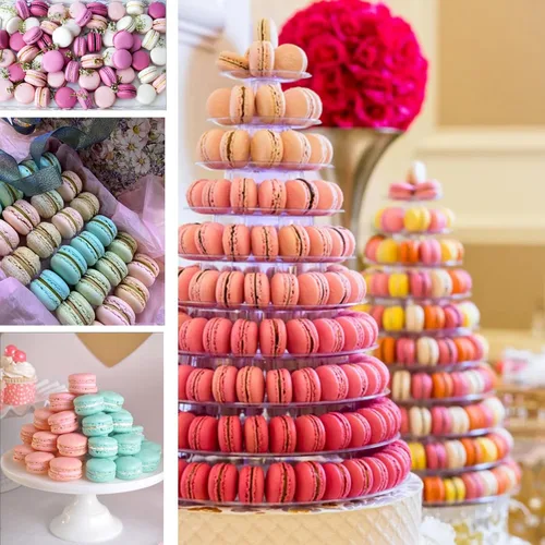 Miniatura 4 de Bhbuy - Soporte de torre para macarrones, redondo de plástico transparente de 10 niveles, multifunción, para cupcakes, galletas, postres, para boda