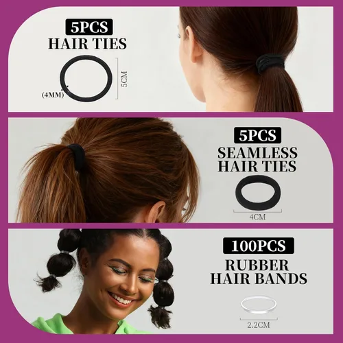 Miniatura 6 de Teenitor Kit de red para el cabello, horquillas negras para el cabello, pasadores para mujer, alfileres en forma de U para moños, redes