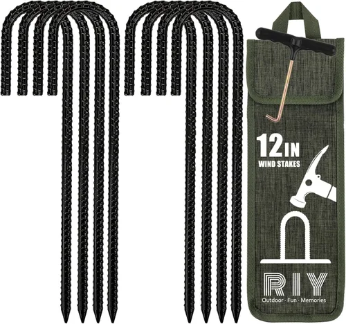 Estacas de anclaje para trampolín RIY de servicio pesado para vientos fuertes, estacas de tienda de campaña de 12 pulgadas, anclaje de piso para