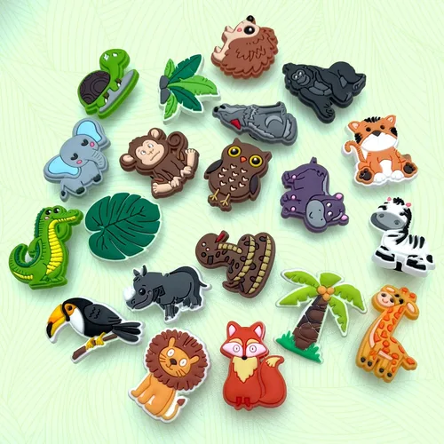 Miniatura 2 de Hedbitoyo 20 35 dijes de decoración de zapatos de animales de la selva para decoración de zuecos, animales de safari, sandalias, accesorios