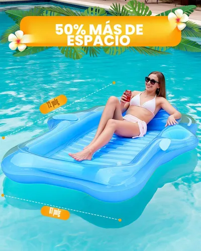 Miniatura 6 de Snowalva Inflatable Tanning Pool Lounger Float, Pool Floats Adult with Automatic Spray Cooling, 5 in 1 Suntan Tub Raft Floatie, Sunbathing Bed