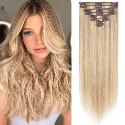 Miniatura 11 de S-noilite Extensiones de cabello humano con broches, extensiones de cabello humano corto con clip, trama estándar, 8 piezas, 18 clips, cabello