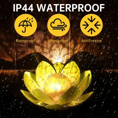 Miniatura 3 de Luces solares para exteriores, decoración de jardín, vidrio de globo agrietado, luz de jardín solar de metal impermeable para camino, patio, césped